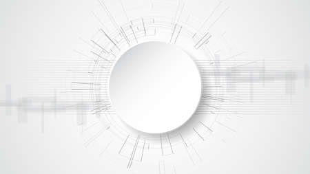 Grey white Abstract technology background with various technology elements Hi-tech communication concept innovation background Circle empty space for your textのイラスト素材
