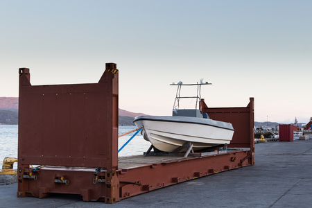 commercial ship in container for shipping port for import export and logistic transportationの写真素材