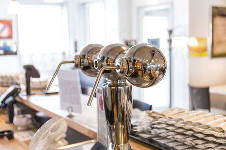draft beer tab line in cafe.の写真素材