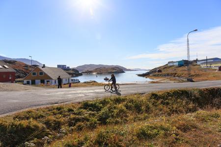 Colourful houses, Nasaq, Greenland, Europeのeditorial素材