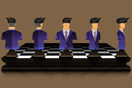 Leadership, chess businessman, vector illustration in papercut character designのイラスト素材