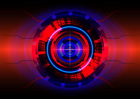 Red and blue light. Abstract hi-tech background. Futuristic interface. Virtual reality technology screenのイラスト素材