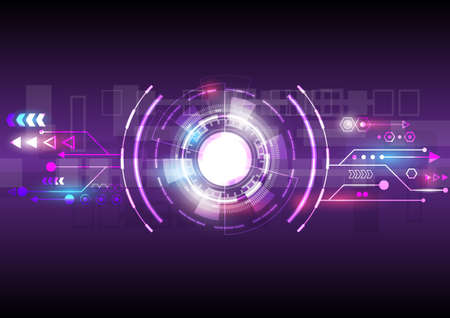 Abstract hi-tech background. Futuristic interface and Glowing Hud circle. Virtual reality technology screenのイラスト素材