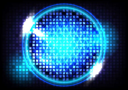 Abstract sphere and geometric background. Blue light on round placeholderのイラスト素材