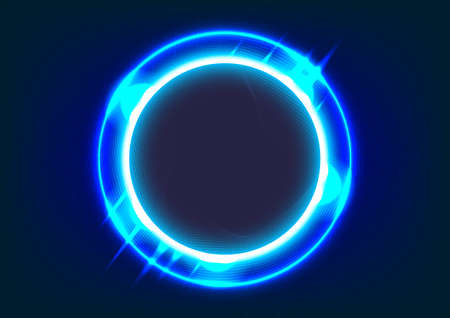 Abstract futuristic background. Blue light effects on round placeholderのイラスト素材