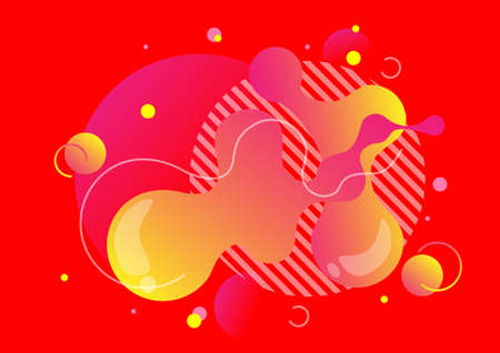 Yellow and pink geometric background. Liquid shapes composition. Gradient vector art illustratorのイラスト素材
