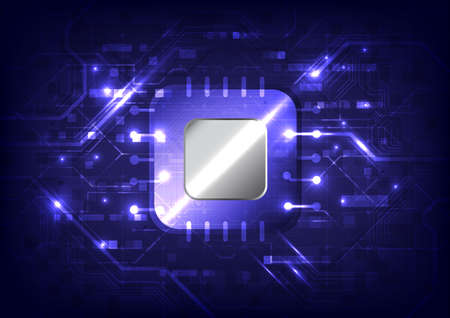 Abstract hi-tech background. Virtual reality high technology. Circuit board and chip of hardware engineer. Futuristic Sci-Fi interface. Digital high computer infographic engineering. Data scienceのイラスト素材