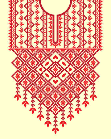 Clothes and wraps. Floral necklace embroidery design for fashion women. Embroidery traditional red...