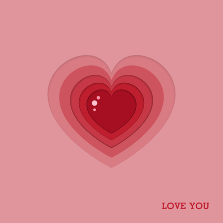 Heart Icon card Valentine's day on abstract background with love text, Vector illustration.のイラスト素材