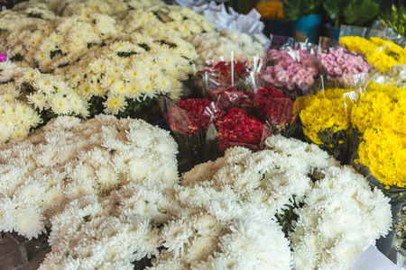 Many flowers in street marketsの写真素材