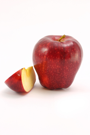 Red apple on white background,closeup isolatedの写真素材