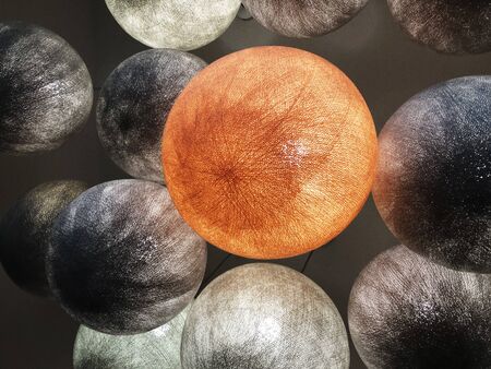 Paper lanterns decorative crafts on the wall, simulating the stars in the sky