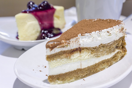 Cheese Cream Cake Cocoa Topping on Dish