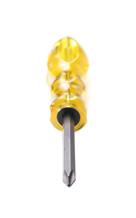 Yellow screw driver in White backgroundの写真素材
