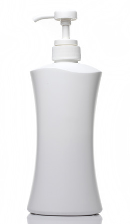 White Plastic pumping bottle in White backgroundの写真素材