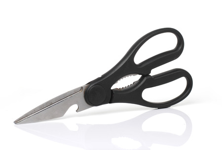 Stainless steel Black scissor in White background