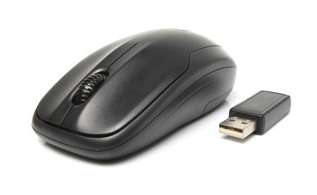 Black Wireless Mouse on White background