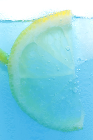 Lemon Slide in Blue Juice Cloes-up shotの写真素材
