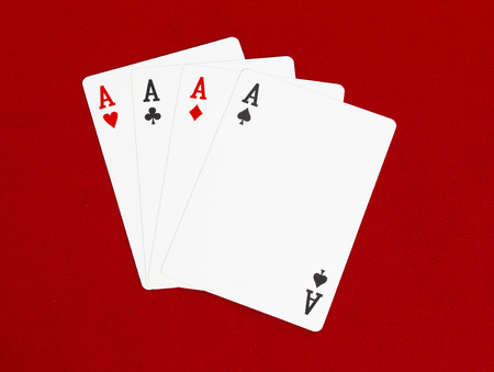 Four Aces Card Red Backgroundの写真素材