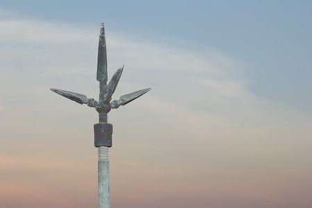 Old Lightning Rod in Evening Skyの写真素材