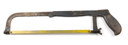 Old Bow Saw in White backgroundの写真素材