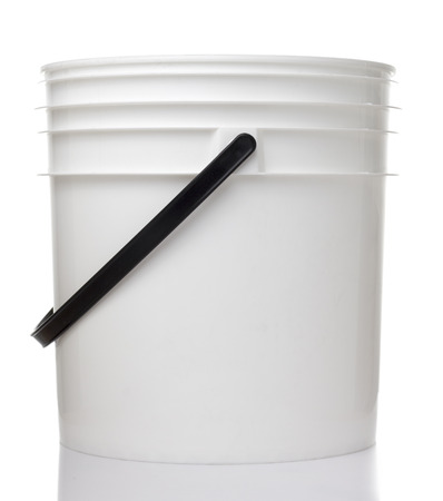 Whtie bucket in white backgroundの写真素材