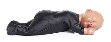 Baby Doll Sleep in White backgroundの写真素材