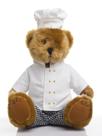 Bear doll Chef in White backgroundの写真素材