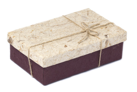 Brown Mulberry Paper Box in White backgroundの写真素材