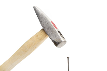Little Hammer with nail  on White background