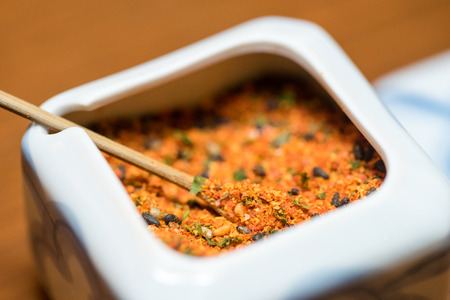 ground dried chillies Closeup shotの写真素材