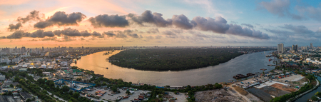 Chao phraya river ,Bangkok in Morning Panoramaの写真素材