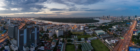 Chao phraya river of Bangkok Aerial viewのeditorial素材