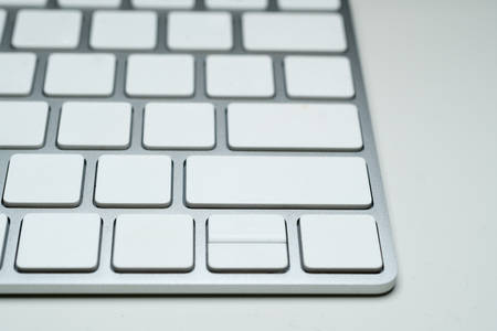 White Blank computer keyboard modern style closeup on buttonの写真素材