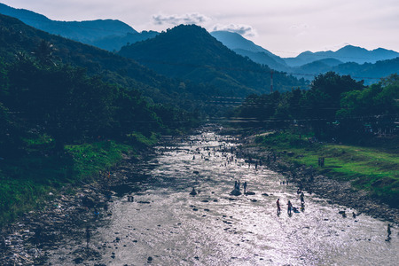 Nakhon Si Thammarat, Plenty of Tourist in Tha di Canal in Kiriwong village view from Tha di Bridgeの写真素材