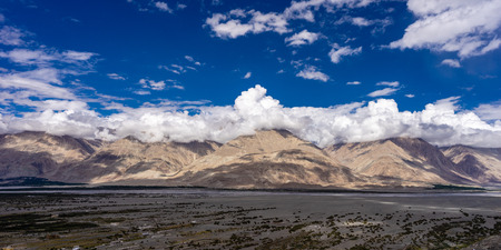 Nubra Valley view from Diskit Gompa Shyok riverの写真素材