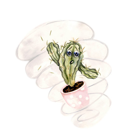 Cactus character hurricaneの写真素材