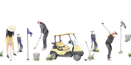 A golf theme seamless borderの写真素材