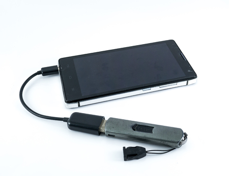 Mobile OTG and Flash Driver on white background