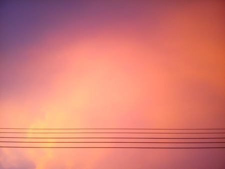 Electric cable on twilight skyの写真素材