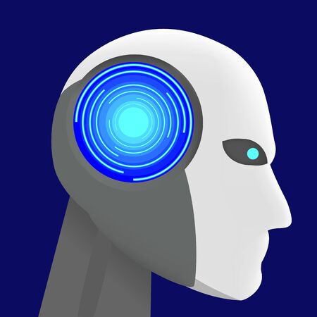 Artificial Intelligence or AI robot head with processing unitのイラスト素材