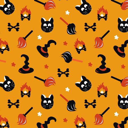Funny halloween patterns with elementsのイラスト素材