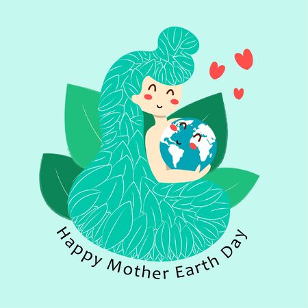 Hand drawn mother earth dayのイラスト素材