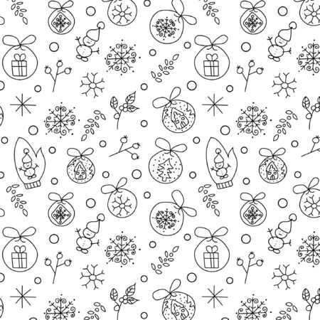 Cute Christmas pattern with Christmas motifsのイラスト素材
