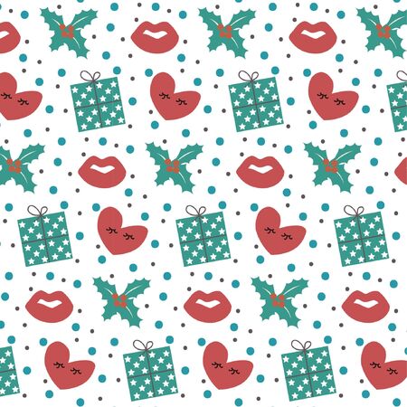 Cute Christmas pattern with Christmas motifsのイラスト素材
