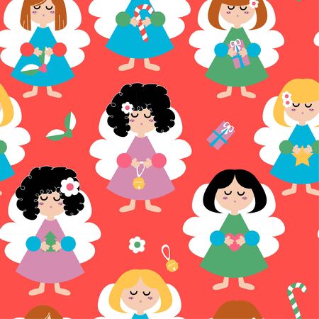 Cute Christmas pattern with Christmas motifsのイラスト素材