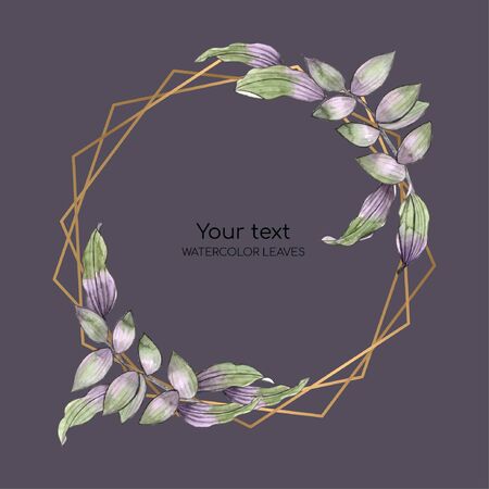 Elegant polygonal frame in watercolorのイラスト素材