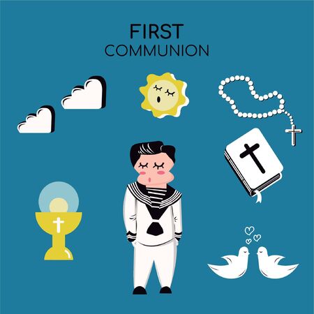 First communion invitation. Boy vectorのイラスト素材