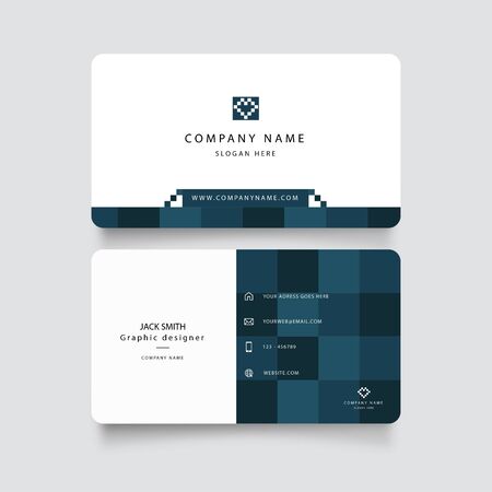 Modern blue business card with abstract shapes vectorのイラスト素材