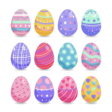Easter day eggs collection in flat style vectorのイラスト素材